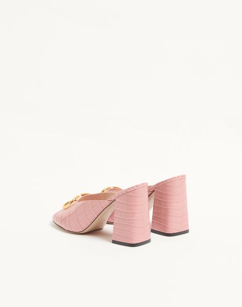 Valentino Garavani - Vlogo Signature Slide Sandal In Printed Calfskin 95mm - Pink - Woman - Sandals